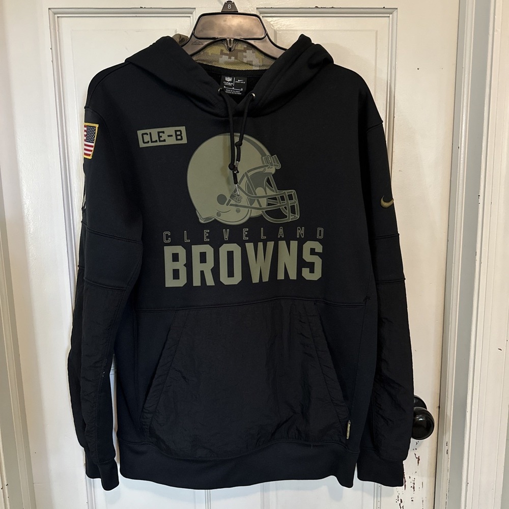 Cleveland Browns Hoodie Mens MediumBlack NFL Nike Dri Fit Salute To Service Camo